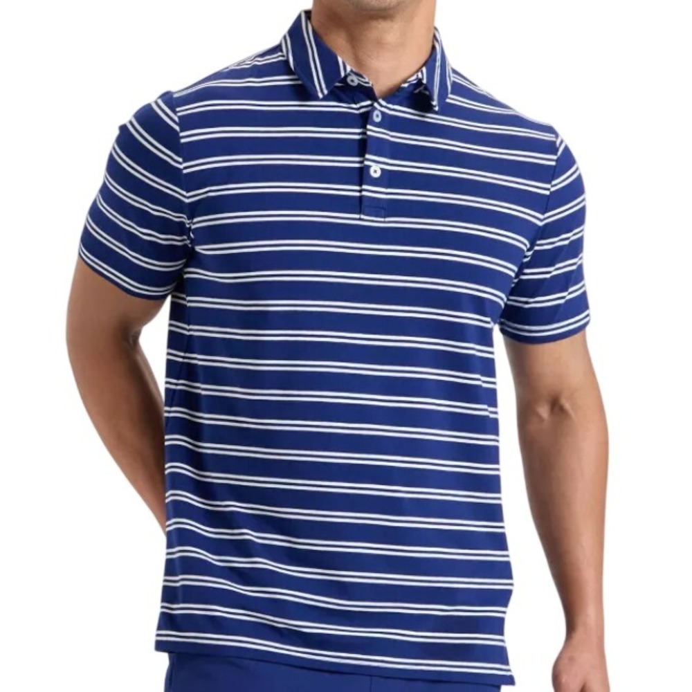 Men's Comfort Wear Striped Polo Shirt Goodfellow & Co Navy Blue Large